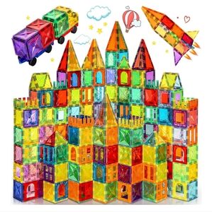 Meuzhen Colorful 120 Magnetic Building Blocks Set With Book Of Ideas